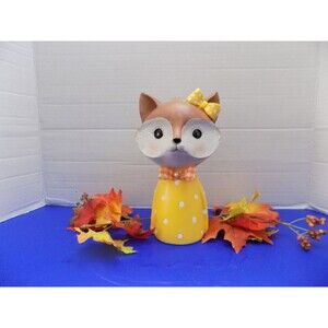 NEW Halloween Fall Fox Figurine Little Girl Fox Fall Home Decor